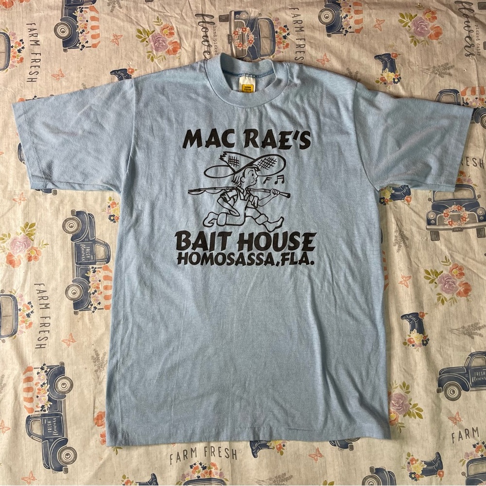 Vintage Velva Sheen Single Stitch MacRae’s Bait House Homosassa, FL Tee Large